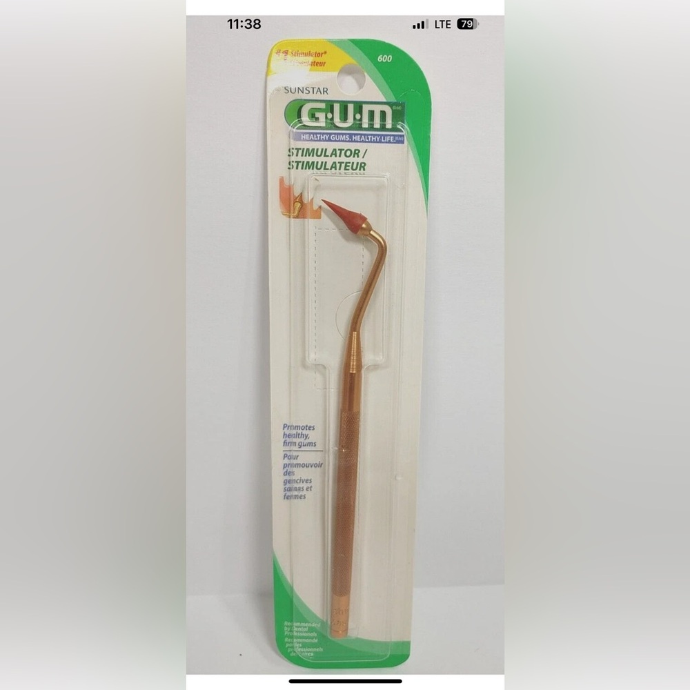 Vintage Gold Tone Dental Gum Stimulator #600 Sunstar NEW SEALED NOS